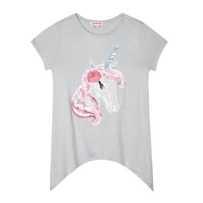 bluezoo Girls' grey sequinned unicorn top